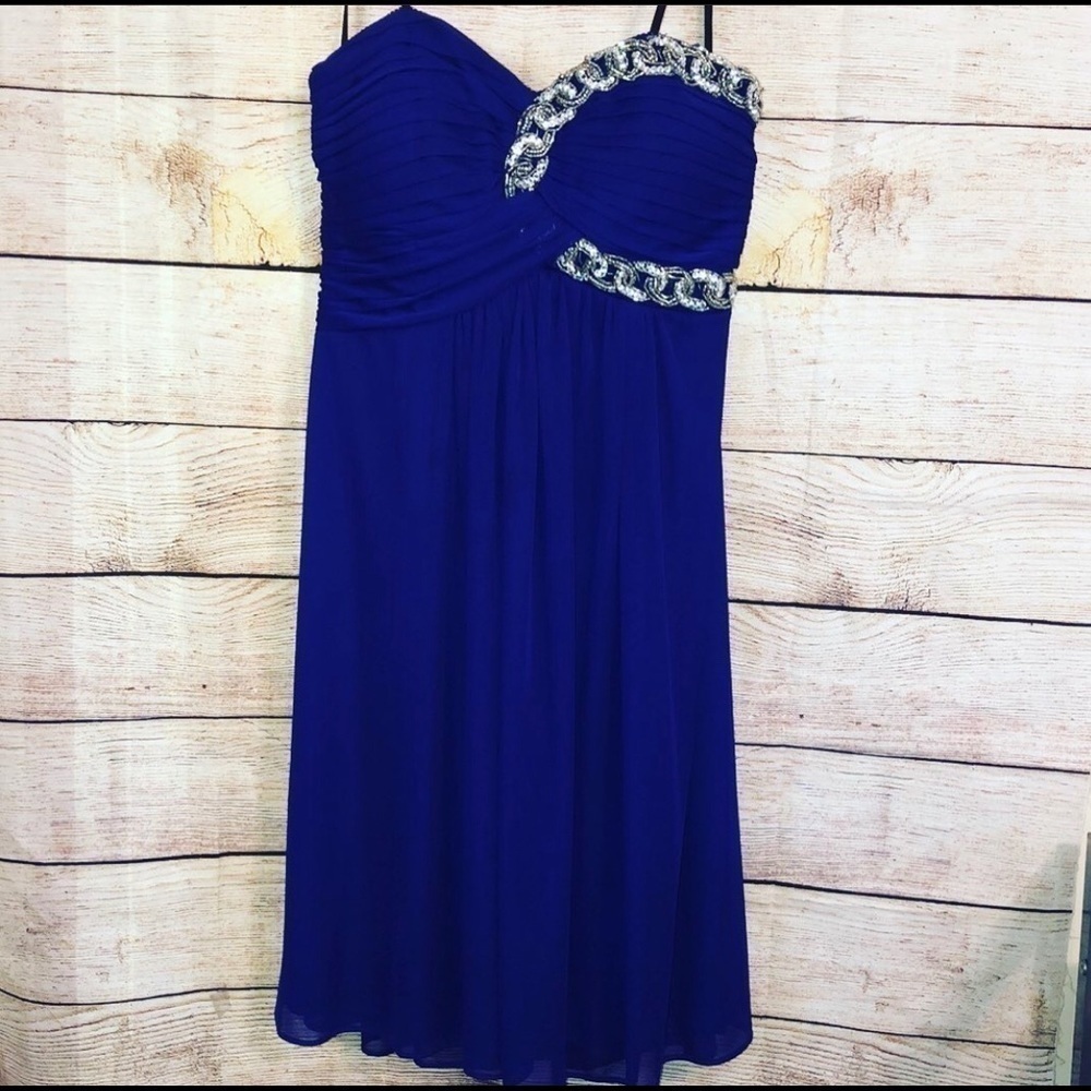 BLONDIE Nites by Stacy Sklar Royal Purple Beaded Bling Dress size 3